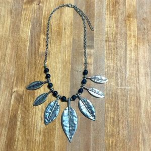 Paparazzi Silver Leaf with Black Beads Necklace 🖤